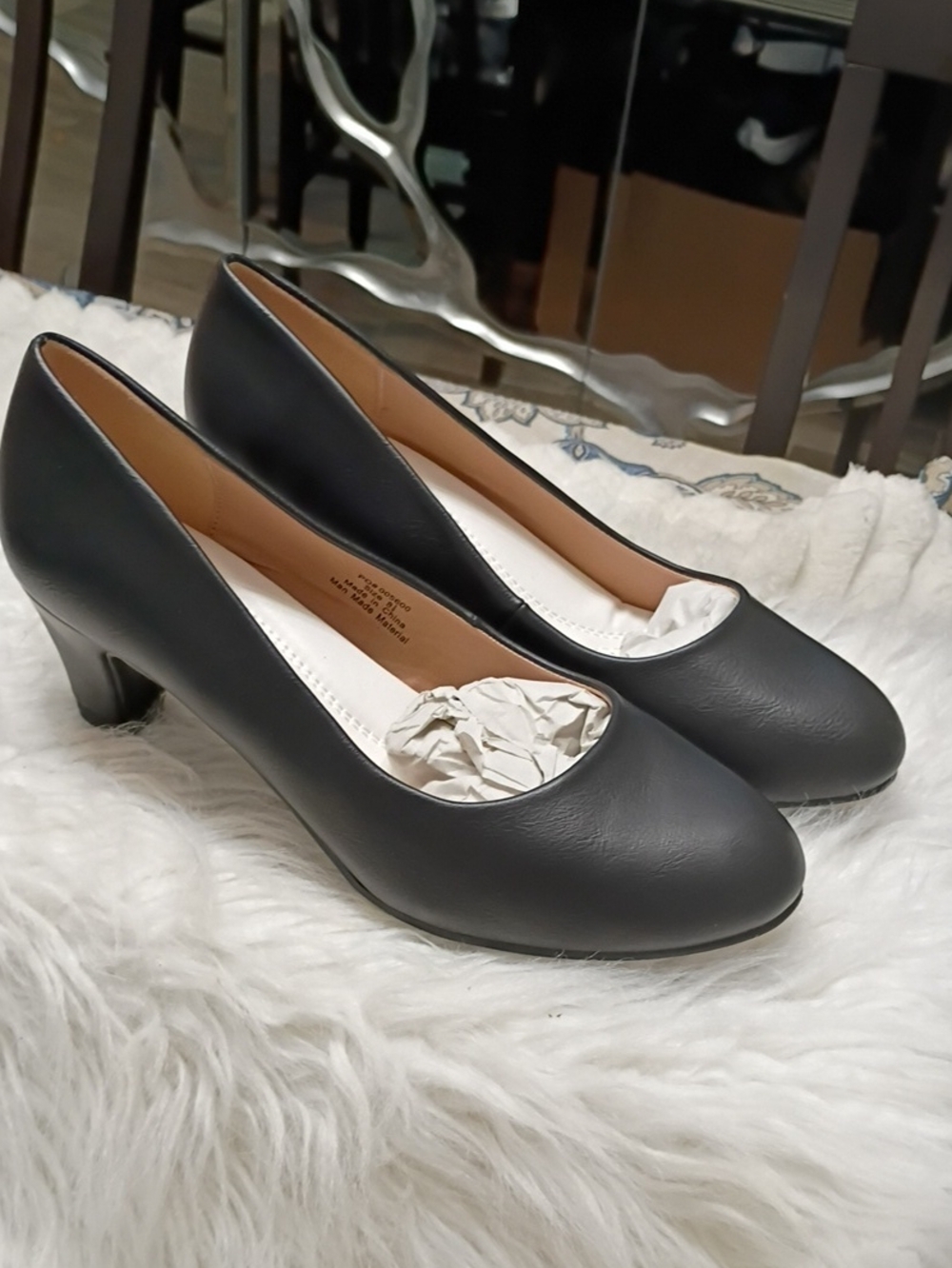 New Journee Collection Luu-M Black Mid-Heel Round-Toe Faux Leather Pumps 8.5 - Picture 3 of 14